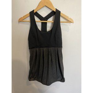 Lululemon Power Dance Tank Size 6 Womens Black Gray Built In Bra Racerback